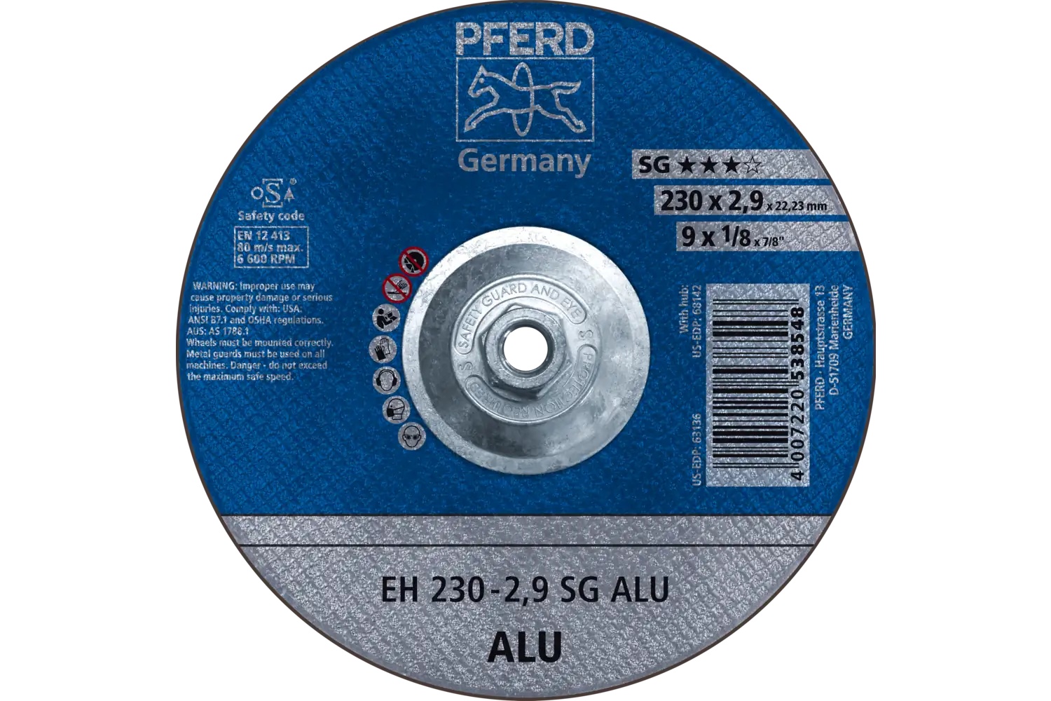 Picture of Pferd Cut-Off Wheel, 9" X 1/8 X 5/8-11, Sg Alu, T27, Aluminum Oxide